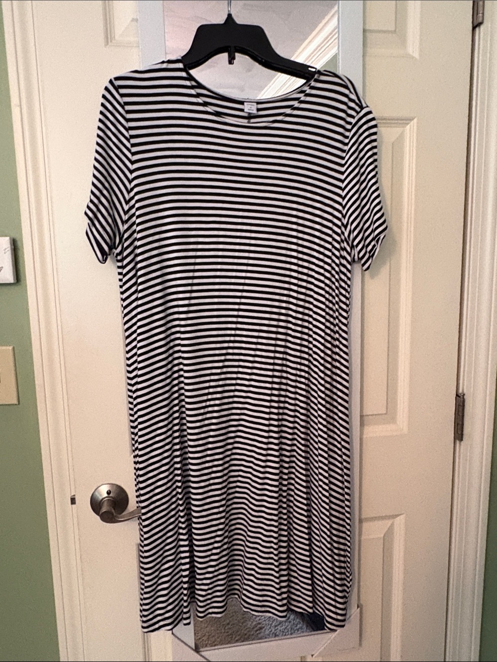 Old Navy Black and White Striped Midi T-Shirt Dress